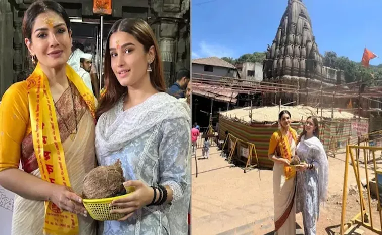 Raveena Tandon visit Bhimashankar Temple with Her daughter