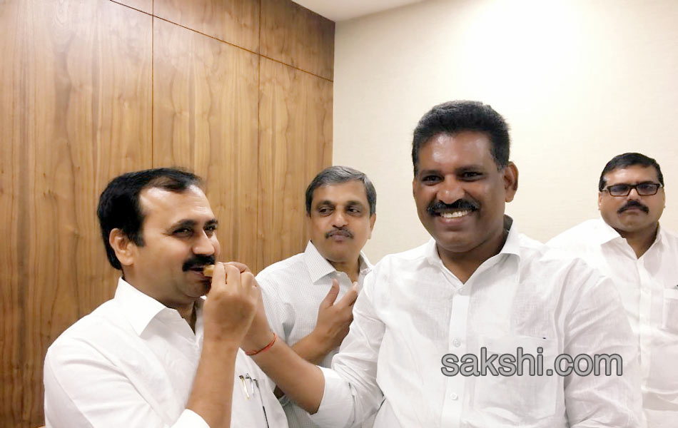 YSRCP leaders celebrates gopalreddy wining at amaravathi - Sakshi