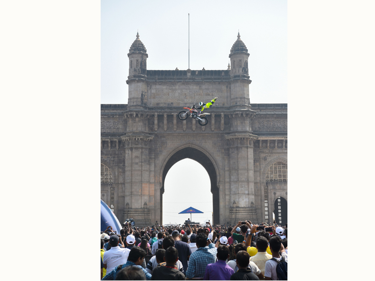 bike stunts at Gateway of India during the Red Bull FMX JAM event in Mumbai Photo Gallery - Sakshi