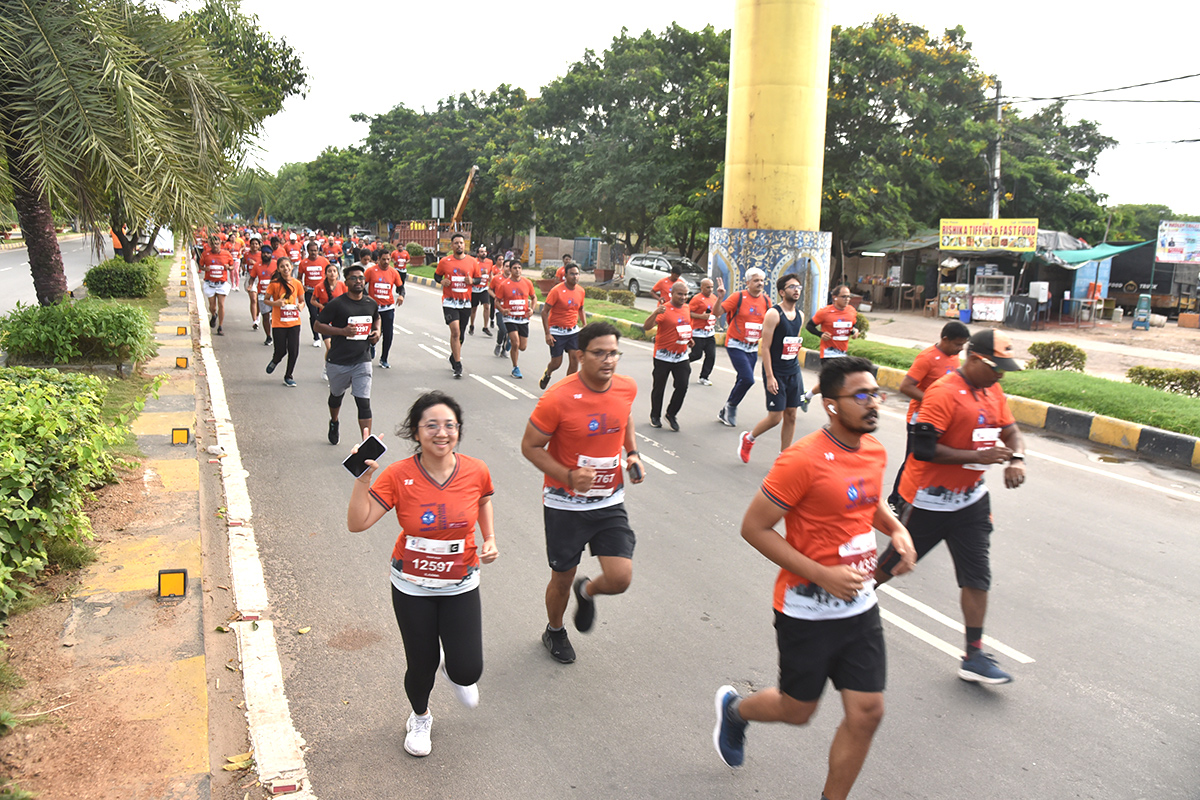 The half marathon ended at Gachibowli Stadium - Sakshi