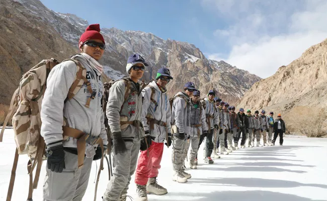 students training compleat on Everest climbing - Sakshi