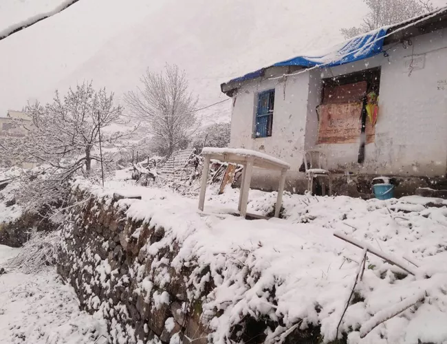 Heavy snowfall in Badrinath shrines : Ap Pilgrims struck in snow  - Sakshi