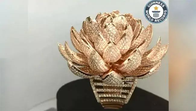 Jewellery Designs Lotus Shaped Ring With 6,690 Diamonds In Surat - Sakshi