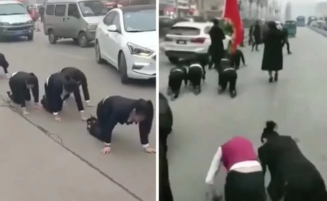 China Company Forces Employees To Crawl On Road As Punishment For Not Completing Targets - Sakshi