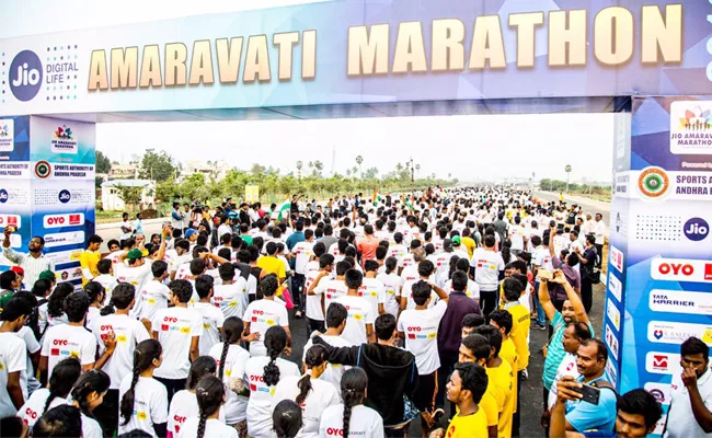 Huge Response To JIO Amaravati Marathon 2019 - Sakshi