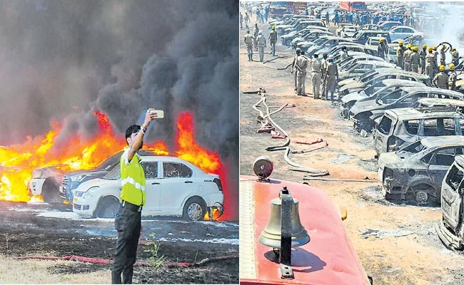 300 cars gutted in fire near venue of Aero India show display suspended - Sakshi