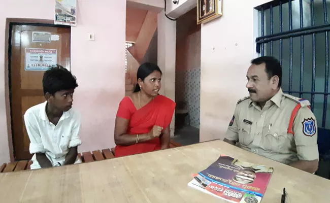 Woman Calls To Police For Send Her Son To School In Yadadri District - Sakshi