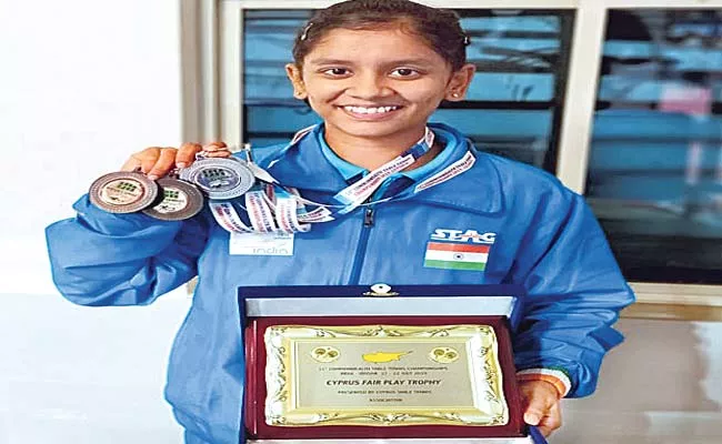 Sreeja Win Three Medals In Commonwealth Table Tennis Championship - Sakshi