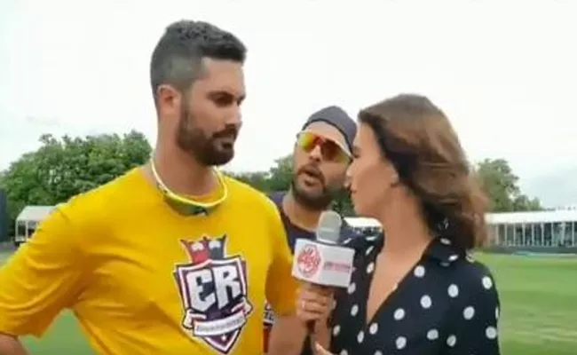 Yuvraj Singh crashes Ben Cuttings Interview At Global T20 Canada - Sakshi