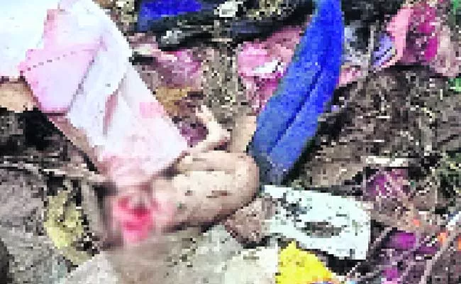 Mothers Abandons Baby On Garbage Heap - Sakshi