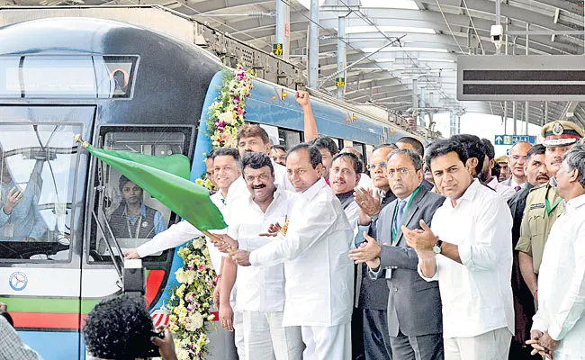 CM KCR Started JBS To MGBS Metro Rail Services - Sakshi