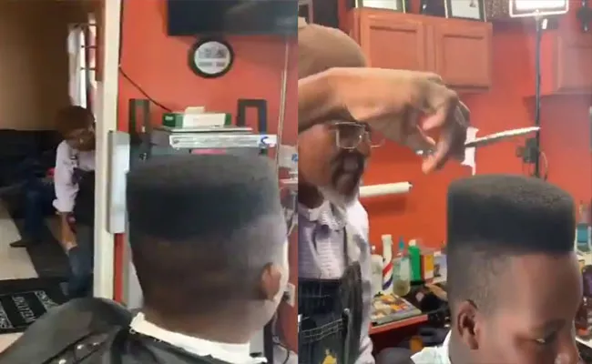 Watch Video Of Barber Search For Perfection While Cutting Hair - Sakshi