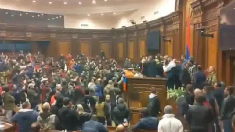 Armenian Parliament Speaker Assaulted Protesters Peace Deal - Sakshi
