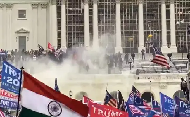 Indian Flag Spotted At US Capitol Attack - Sakshi