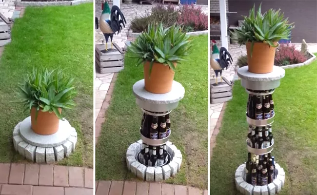 Viral: Man Secreatly Hide Beers Under Flower Pot In Garden - Sakshi