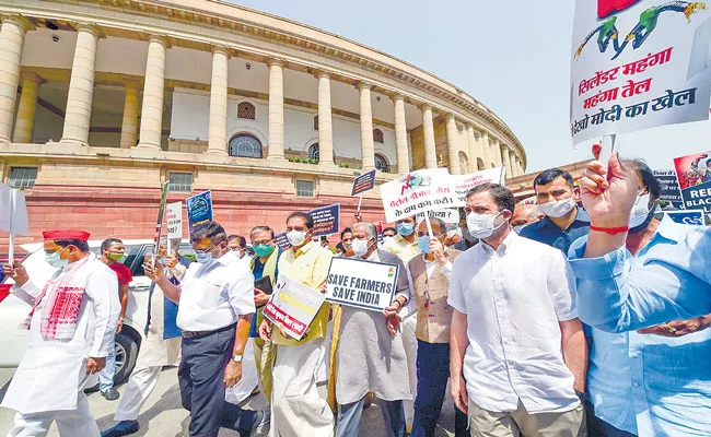 Opposition Rallies Against Lack of Discussions, Physical Violence in Parliament - Sakshi
