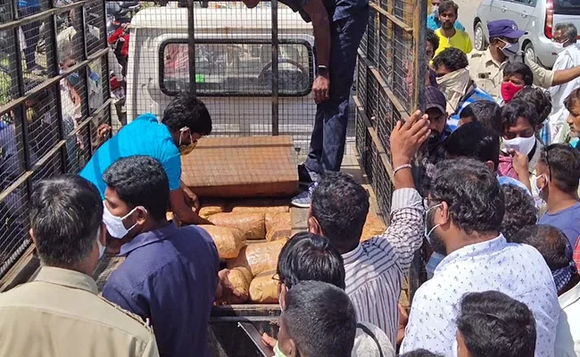 Four Arrest In The Case Of Ganja Smuggling Under Chicken Van In Khammam - Sakshi