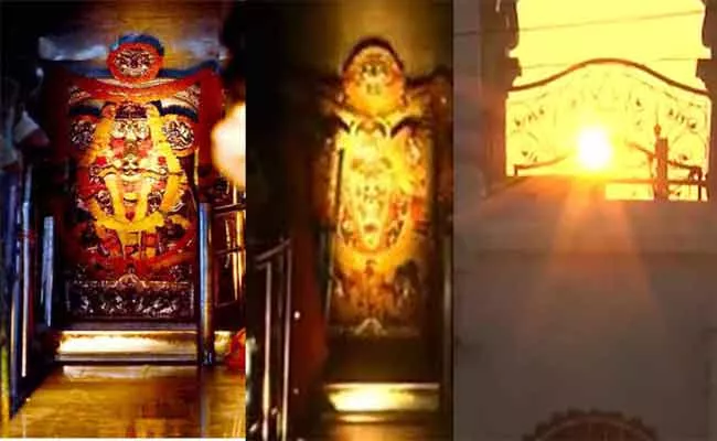 Sun Rays Touches Surya Bhagavan Idol In Arasavalli temple In Srikakulam - Sakshi