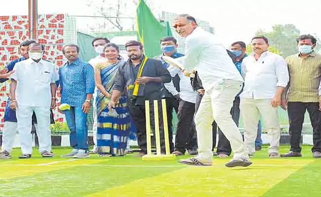Minister Harish Kumar Playing Cricket In Medak - Sakshi