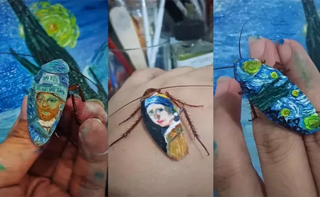 Philippines Artist Paints On Dead Cockroaches Goes Viral - Sakshi