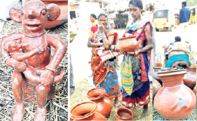 Pots Of Different Designs Are Being Sold In The Market In Summer - Sakshi