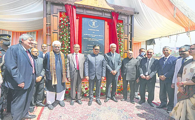 CJI NV Ramana lays foundation stone for new HC complex in Srinagar - Sakshi