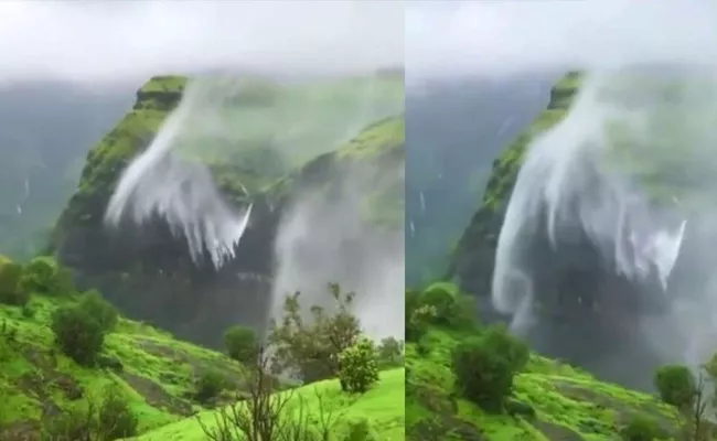 Reverse Waterfall in Maharashtra Naneghat Beauty of Monsoons - Sakshi