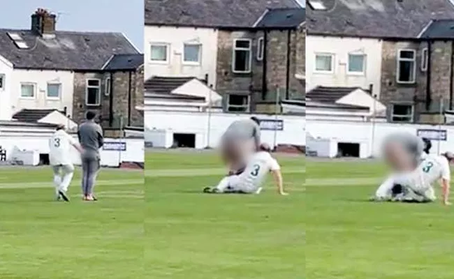 Bowler Pulls-Down Umpires Track Pants During Run-up Video Viral - Sakshi