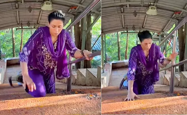 Bigg Boss Nandini Rai Visit For Tirupati Darshan Through Knee Walk, Video Goes Viral - Sakshi