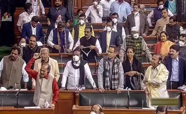 Lok Sabha proceedings disrupted as opposition demands discussion - Sakshi