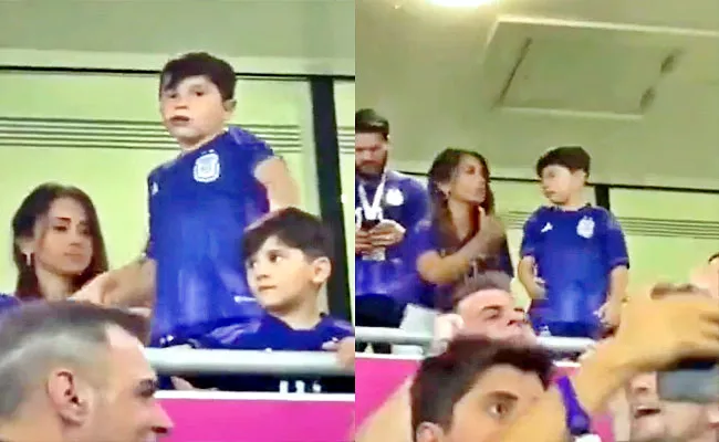 FIFA WC: Messi Son Throws Chewing-Gum At Fans-ARG Vs AUS R-16 Match - Sakshi