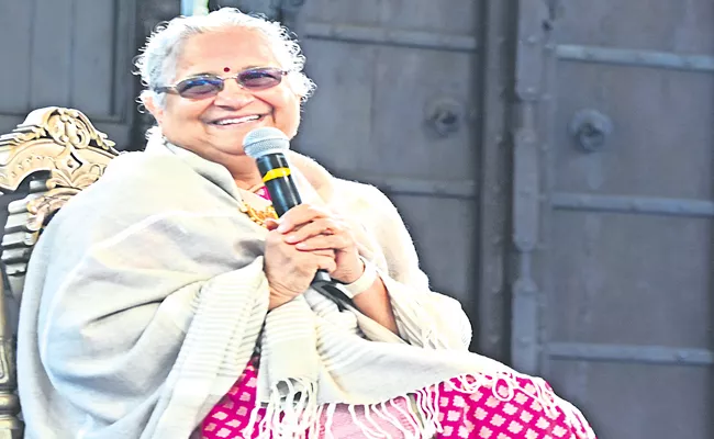 Indian educator Sudha Murty during Jaipur Literature Festival - Sakshi