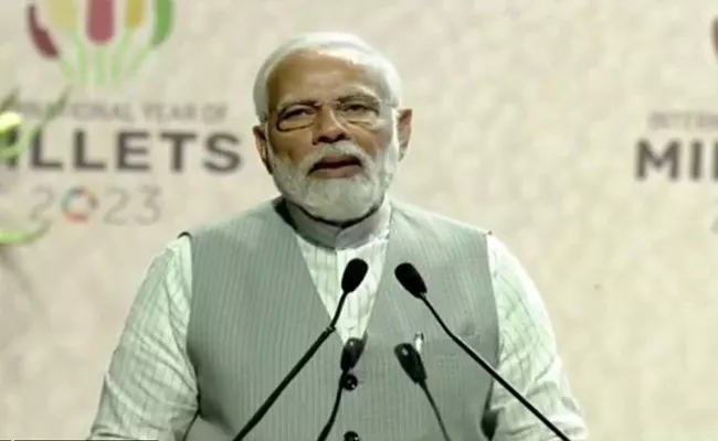 PM Narendra Modi inaugurated the Global Millets Conference - Sakshi