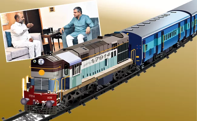 Bandi Sanjay Met Railway Minister Ashwini Vaishnav   - Sakshi