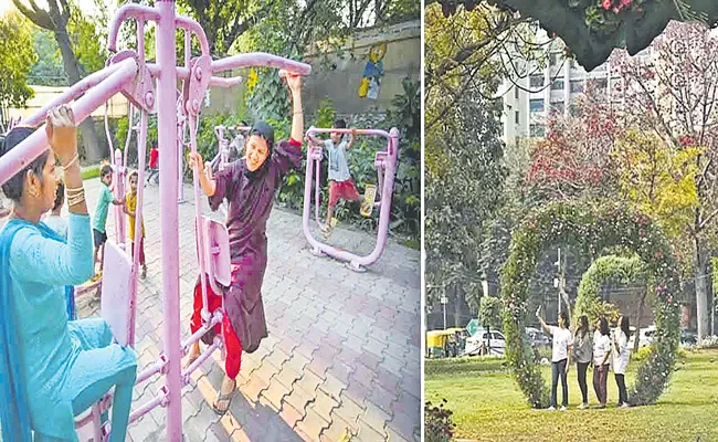 Delhi govt to develop pink parks as women-only spaces - Sakshi