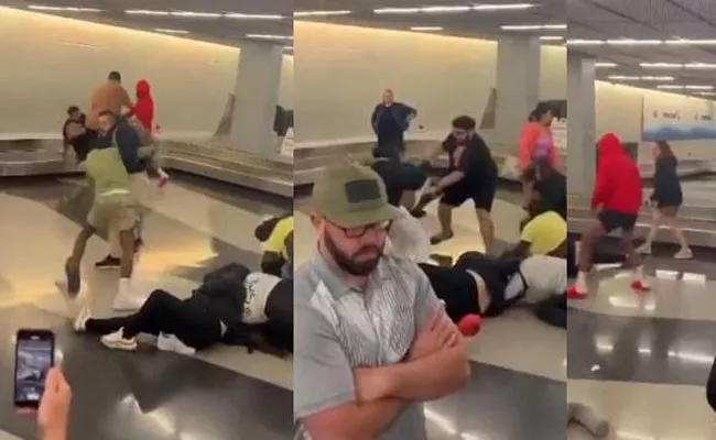 Video Of Massive Fight At Chicago Airport Goes Viral - Sakshi