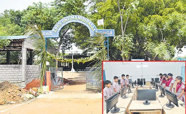 Villagers who voluntarily opened a closed government school - Sakshi