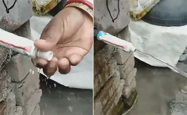 woman pulled out wonderful desi jugaad replced tap by using toothpaste tube - Sakshi