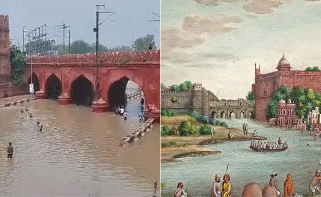 yamuna reclaims amid delhi floods mughal era painting - Sakshi