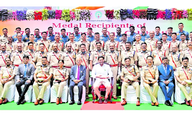 CM YS Jagan Mohan Reddy Presented Medals for distinguished services in the performance of duty - Sakshi