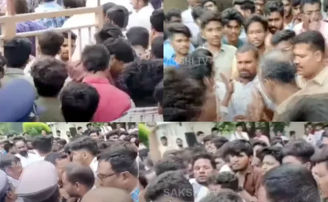 Students Protest At Ghatkesar Srinidhi College - Sakshi