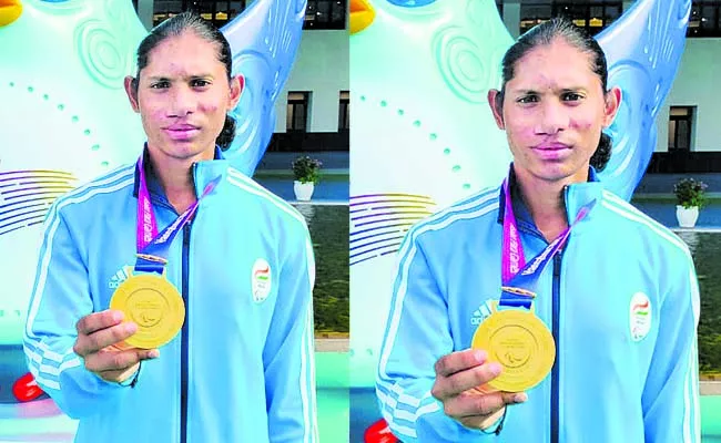 Telangana athlete won gold in Asian Para Games - Sakshi