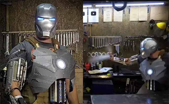 Russian Youtuber Creates Real Life Iron Man Suit With Repulsor Blasts - Sakshi