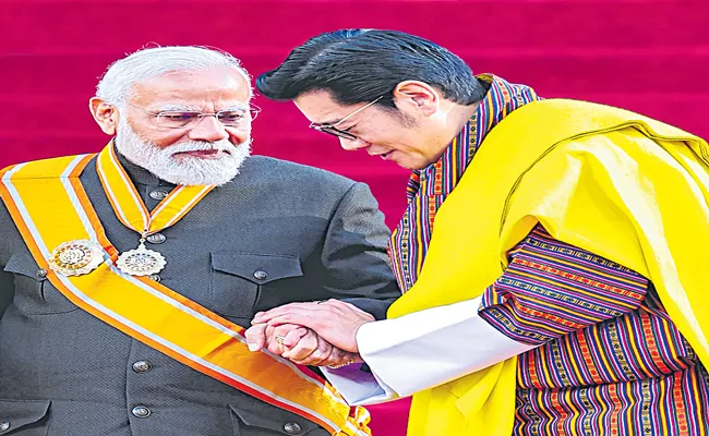 PM Narendra Modi Honored Bhutan Highest Civilian Award - Sakshi
