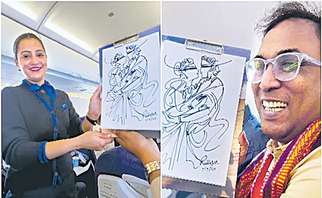 Man Creates Beautiful Artwork From IndiGo Flight Attendant Signature - Sakshi