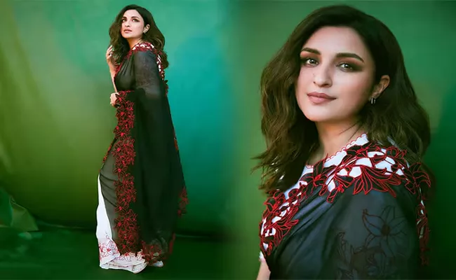 Parineeti Chopra Ethnic Glamour In Rs 30k Colour Block Saree  - Sakshi
