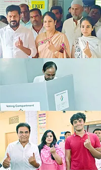 Political leaders And Families Cast Their Votes In Telangana