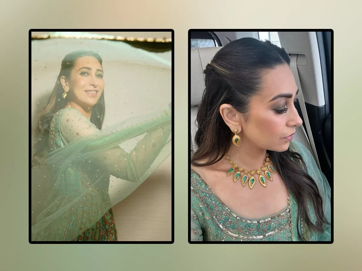 Bollywood Actress Karishma Kapoor In Green Dress Photos Viral